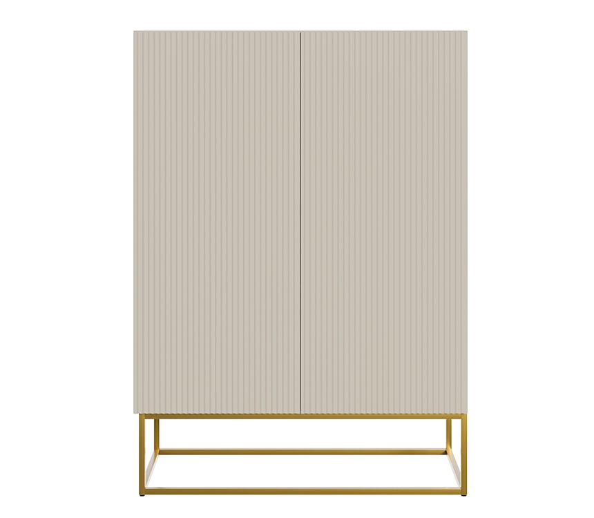 Komoda dwudrzwiowa Veldio z frezowanym frontem 90 cm Szary beż ze złotymi nogami   - zdjęcie 7