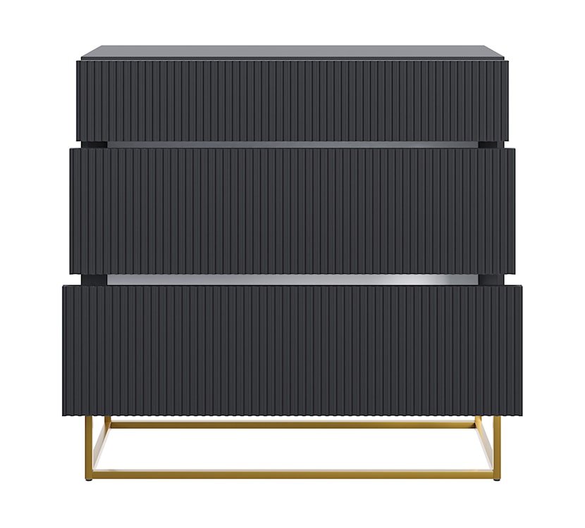 Komoda z szufladami Veldio 90 cm czarna ze złotymi nogami  - zdjęcie 5