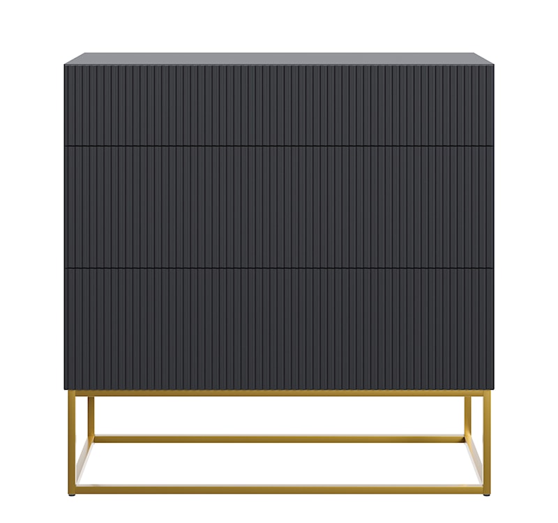 Komoda z szufladami Veldio 90 cm czarna ze złotymi nogami  - zdjęcie 4