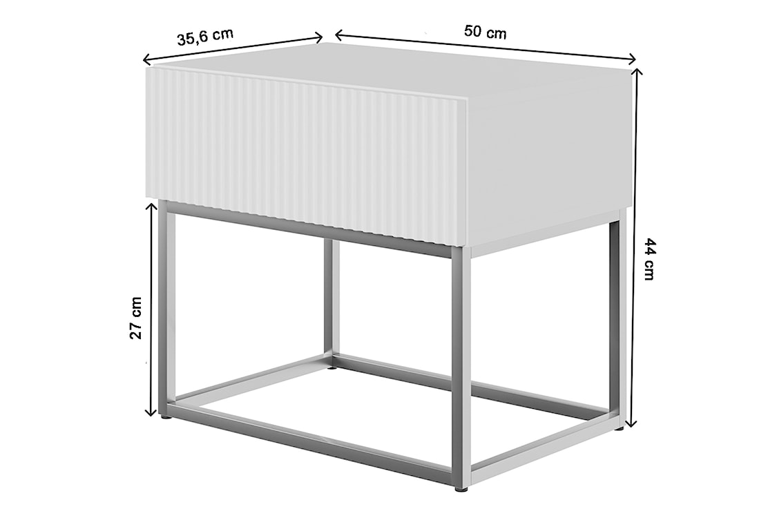 Szafka nocna Veldio 50 cm biała z czarnymi nogami  - zdjęcie 8