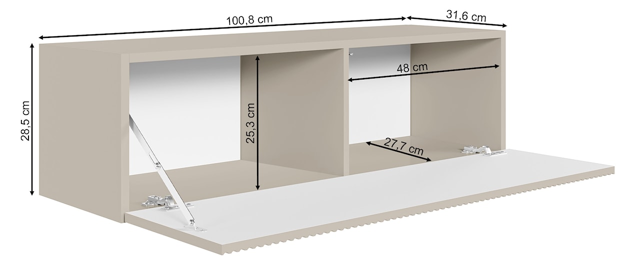Szafka RTV jednodrzwiowa Veldio wisząca z ryflowanym frontem 100 cm czarna  - zdjęcie 7