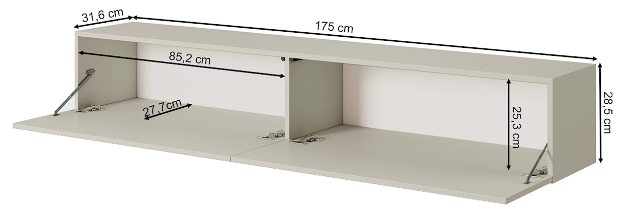 Szafka RTV Veldio z frezowanym frontem 175 cm Czarna wisząca  - zdjęcie 8