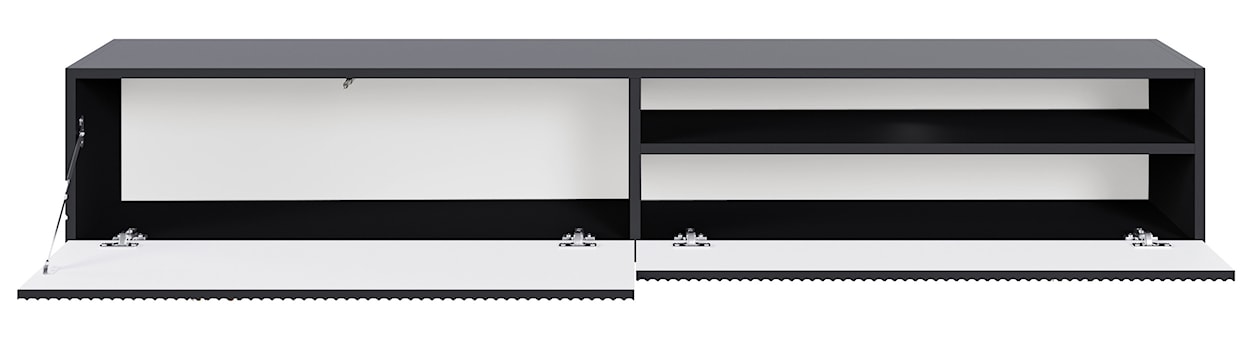 Szafka RTV Veldio z frezowanym frontem i wnęką 175 cm Czarna wisząca  - zdjęcie 4