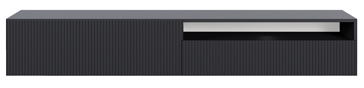 Szafka RTV Veldio z frezowanym frontem i wnęką 175 cm Czarna wisząca  - zdjęcie 5