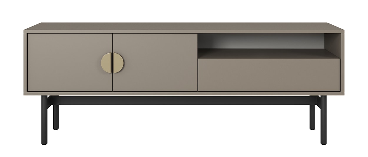 Szafka RTV Stoon z szufladą i wnęką 154 cm Beż/Cappucino  - zdjęcie 4