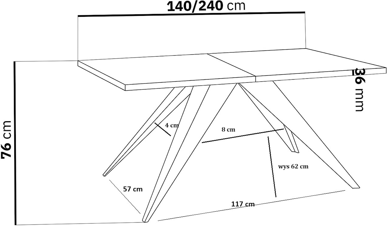 Stół rozkładany Scalize 140/200 cm z czarną stalową ramą  - zdjęcie 5