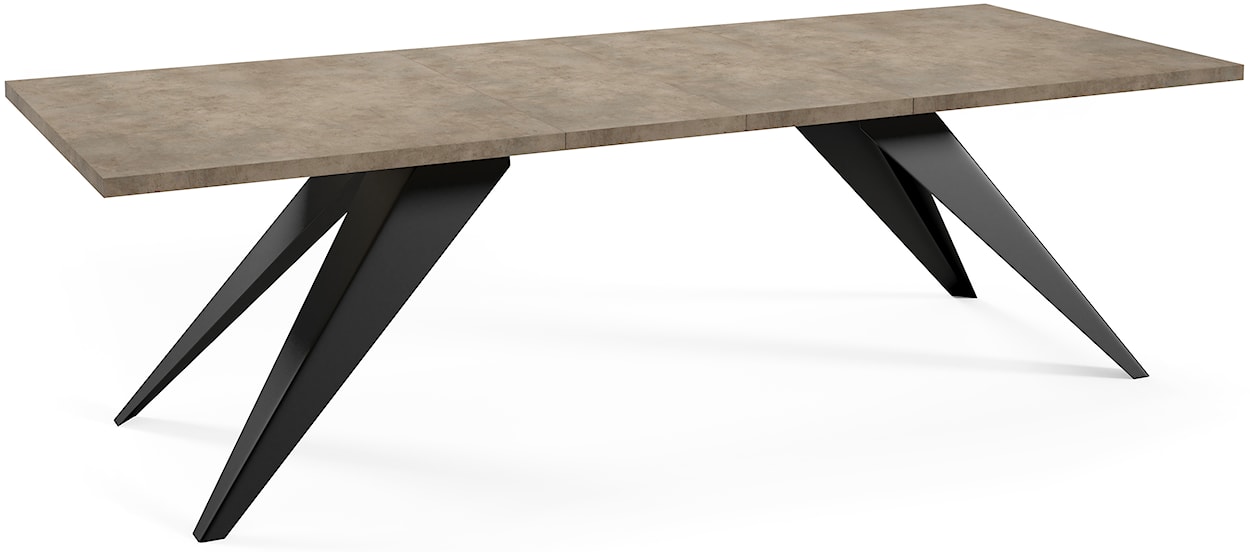 Stół rozkładany Scalize 140/200 cm ciemnoszary beton z czarną stalową ramą  - zdjęcie 2