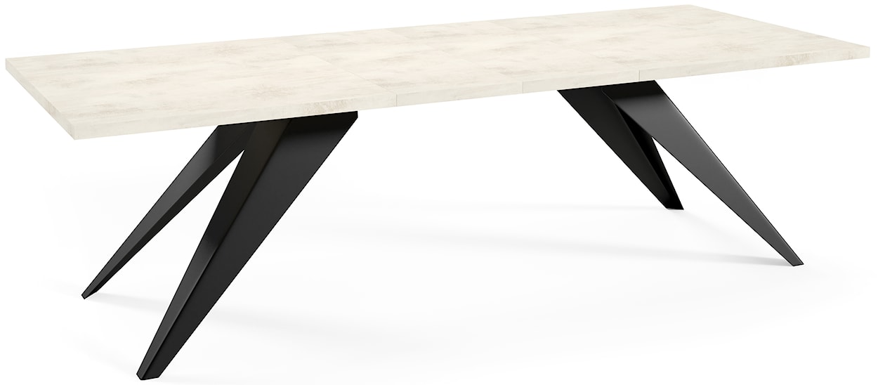 Stół rozkładany Scalize 140/200 cm kremowy z czarną stalową ramą  - zdjęcie 2