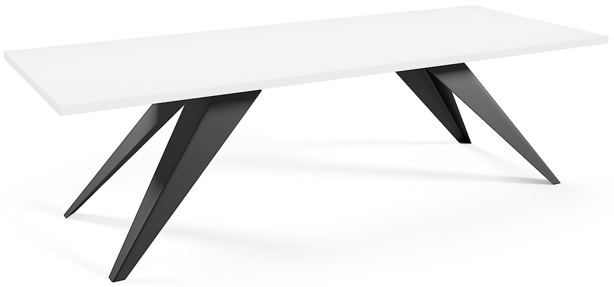 Stół rozkładany Scalize 140/200 cm biały z czarną stalową ramą  - zdjęcie 2
