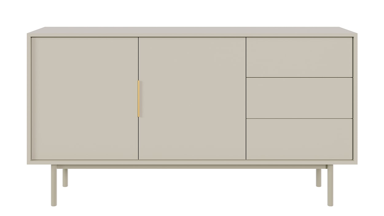 Komoda dwudrzwiowa Viviaro z trzema szufladami 154 cm Szary beż  - zdjęcie 3