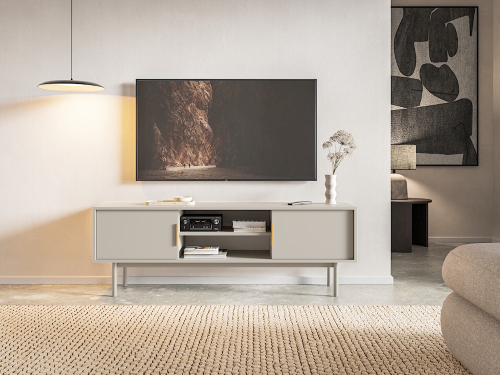 Szafka RTV Viviaro dwudrzwiowa z wnękami 154 cm kaszmir  - zdjęcie 2