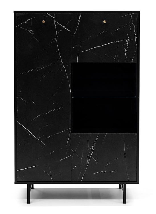 Witryna dwudrzwiowa Artimma 90 cm czarna/czarny marmur  - zdjęcie 3