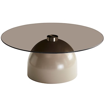 Stolik kawowy Velmorra okrągły średnica 80 cm z dymionym szklanym blatem i metalową podstawą kaszmir