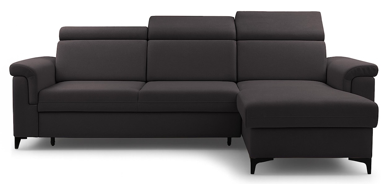 Narożnik z funkcją spania Verrmo L-kształtny uniwersalny z pojemnikiem grafitowy welur hydrofobowy 