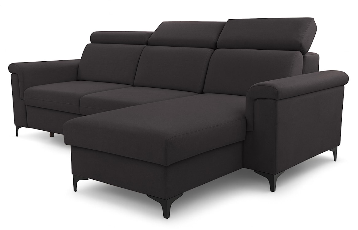 Narożnik z funkcją spania Verrmo L-kształtny uniwersalny z pojemnikiem grafitowy welur hydrofobowy  - zdjęcie 3