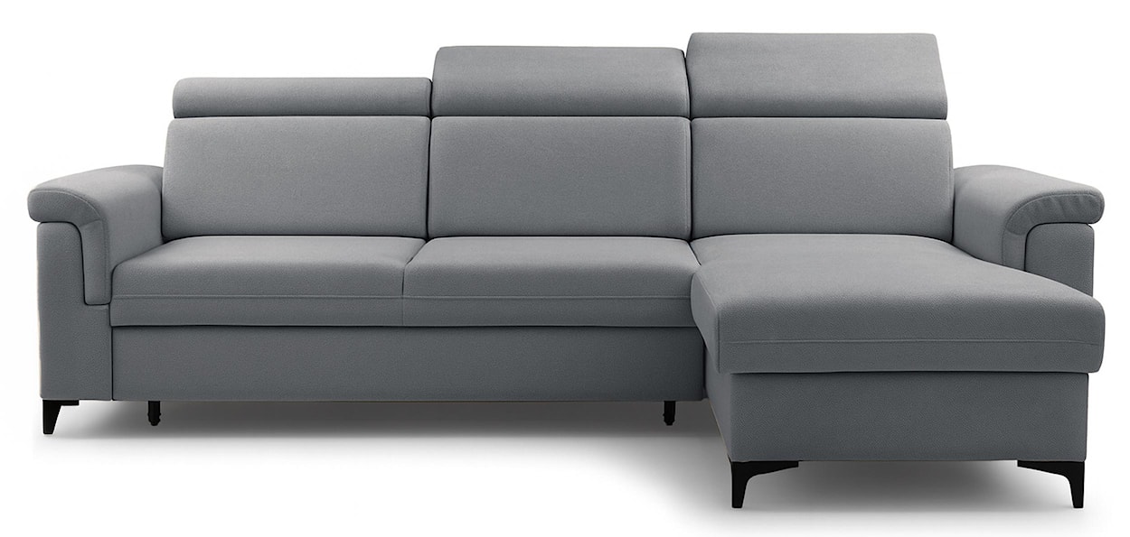 Narożnik z funkcją spania Verrmo L-kształtny uniwersalny z pojemnikiem szary welur hydrofobowy 