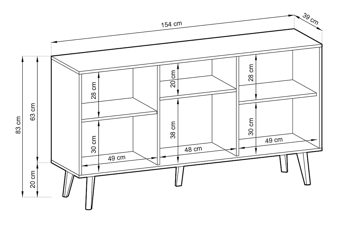 Komoda trzydrzwiowa Awolia 154 cm czarna/dąb artisan lamele  - zdjęcie 5