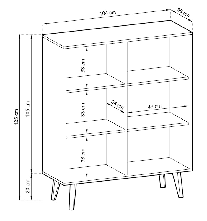 Komoda dwudrzwiowa Awolia 104 cm wysoka czarna/dąb artisan lamele  - zdjęcie 6