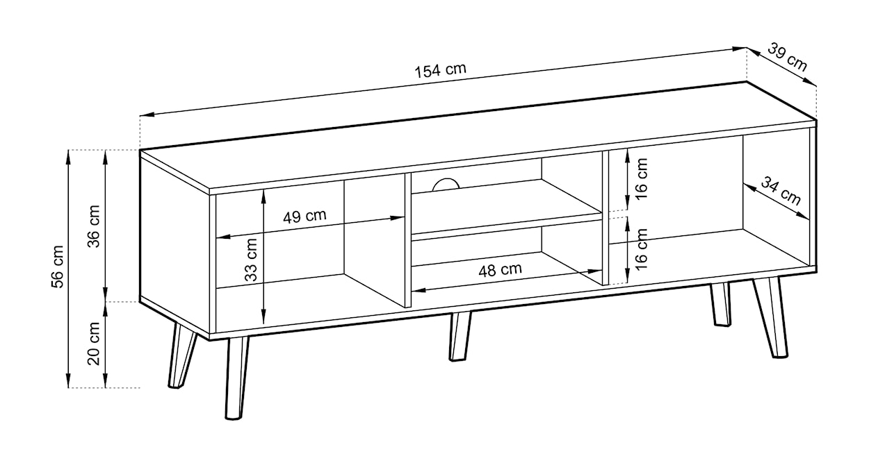 Szafka RTV Awolia 154 cm czarna/dąb artisan lamele  - zdjęcie 6