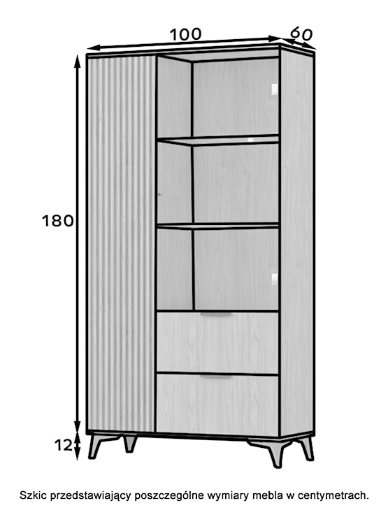 Witryna dwudrzwiowa Avelana 100 cm z dwiema szufladami dąb artisan lamele  - zdjęcie 9
