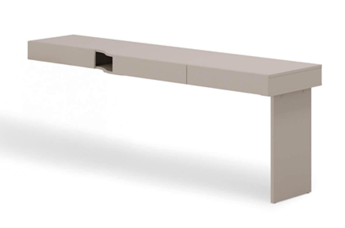 Biurko młodzieżowe prawe Woow z trzema szufladami i wnęką 210 cm szampański/clay grey 