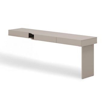 Biurko młodzieżowe prawe Woow z trzema szufladami i wnęką 210 cm szampański/clay grey