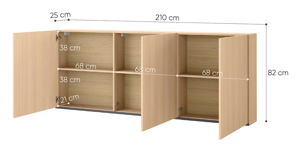 Szafka młodzieżowa trzydrzwiowa Woow wisząca z półkami 210 cm dąb vincenza bielona  - zdjęcie 7