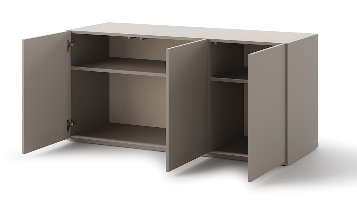 Komoda młodzieżowa trzydrzwiowa Woow z półkami 140 cm clay grey  - zdjęcie 5
