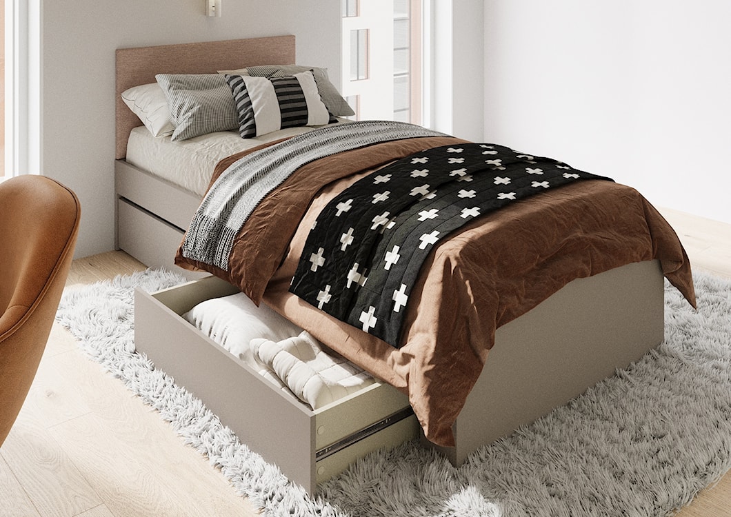 Łóżko młodzieżowe rozsuwane Woow z dwiema szufladami 205-248 cm clay grey  - zdjęcie 3