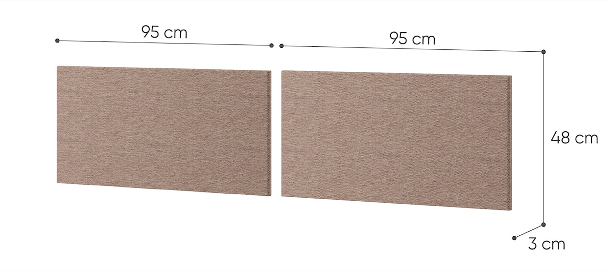 Zestaw dwóch paneli tapicerowanych Woow 2x95 cm brązowy  - zdjęcie 4