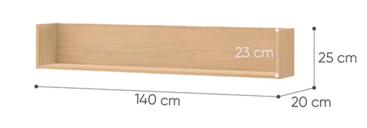 Półka młodzieżowa ścienna Woow 140 cm dąb vincenza bielona  - zdjęcie 4