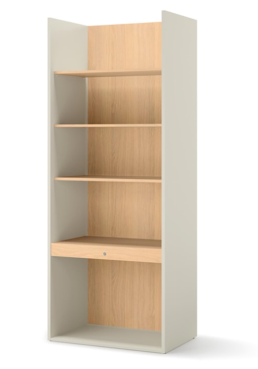 Regał młodzieżowy szeroki Woow z pięcioma półkami i oświetleniem 85 cm szampański/dąb vincenza bielona  - zdjęcie 3