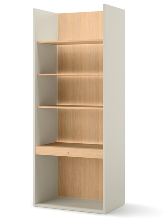 Regał młodzieżowy szeroki Woow z pięcioma półkami i oświetleniem 85 cm szampański/dąb vincenza bielona 