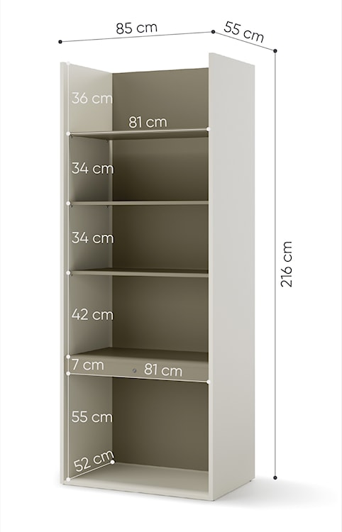 Regał młodzieżowy szeroki Woow z pięcioma półkami i oświetleniem 85 cm szampański/eukaliptus  - zdjęcie 4