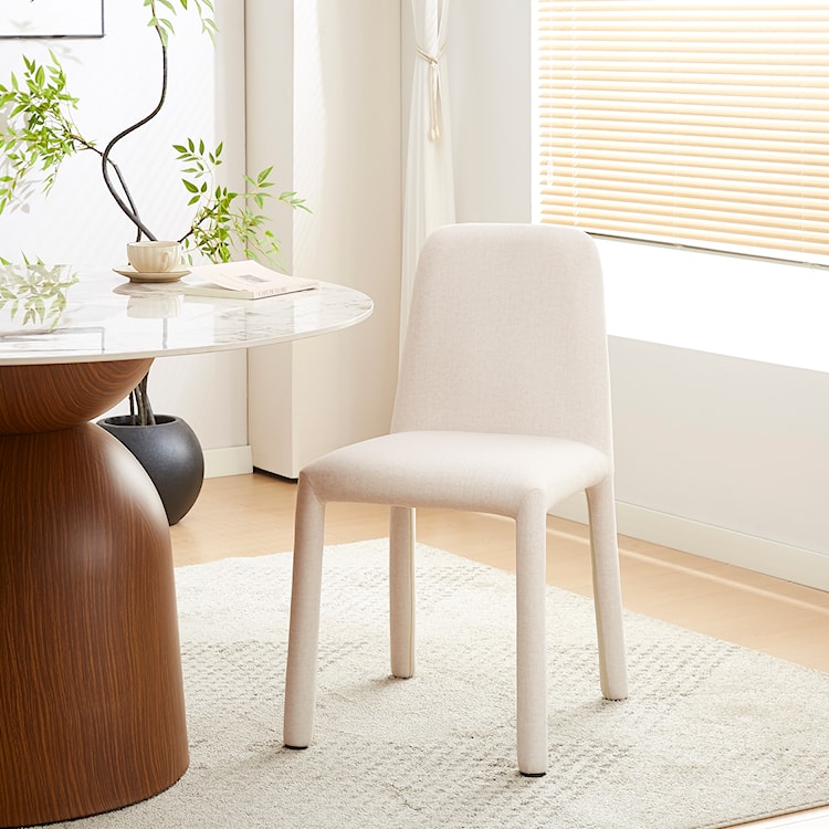 Krzesło tapicerowane Wovica w tkaninie łatwoczyszczącej kremowy welur  - zdjęcie 2