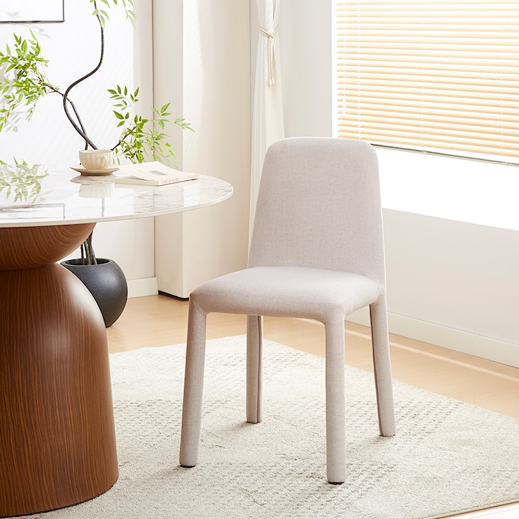 Krzesło tapicerowane Wovica w tkaninie łatwoczyszczącej jasnobeżowy welur  - zdjęcie 2