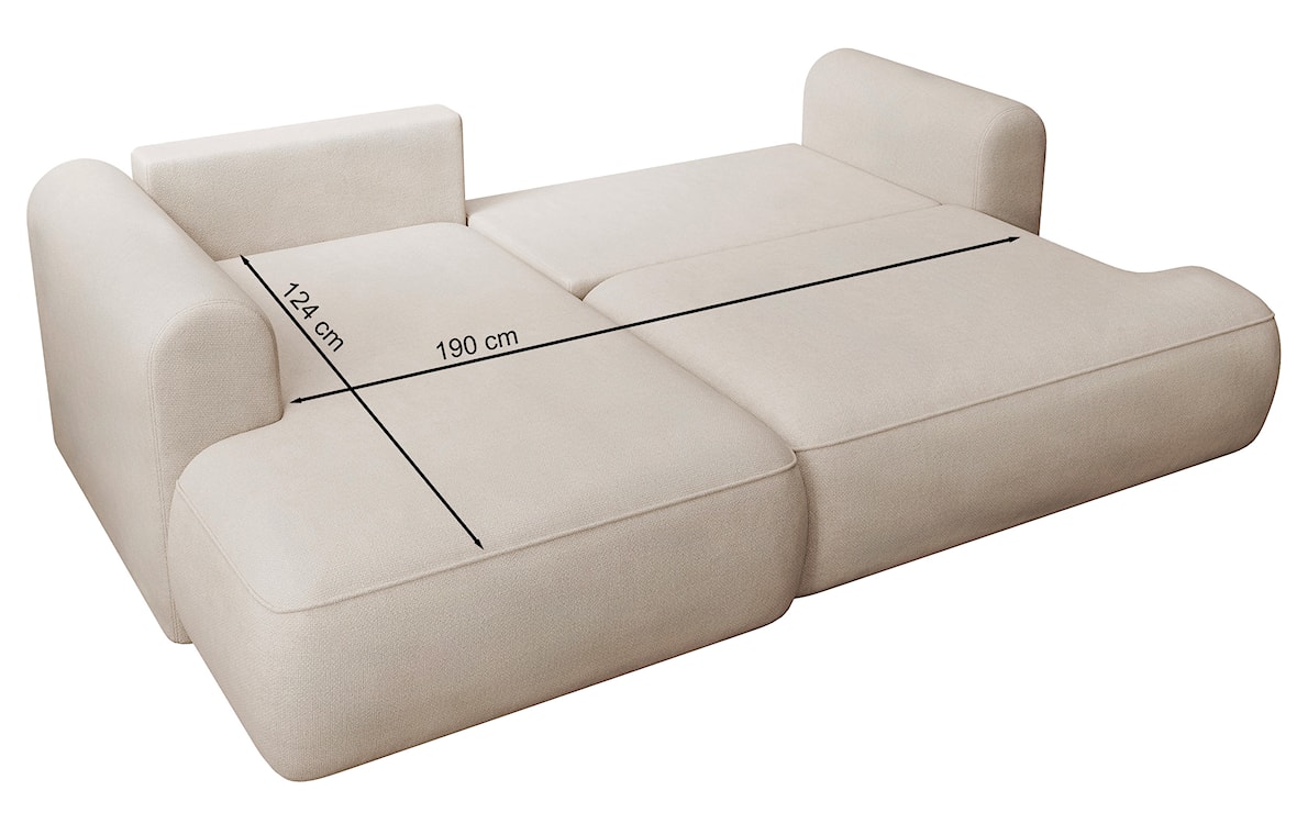 Narożnik z funkcją spania Ovo mini L-kształtny lewostronny z pojemnikiem beżowy szenil łatwoczyszczący  - zdjęcie 8