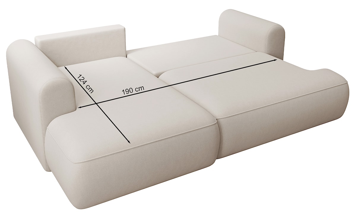 Narożnik z funkcją spania Ovo mini L-kształtny lewostronny z pojemnikiem ciemnoszary welur łatwoczyszczący  - zdjęcie 8