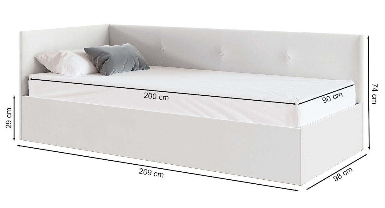 Łóżko młodzieżowe 90x200 cm Pixxel uniwersalne stelaż metalowy kremowe welur  - zdjęcie 7