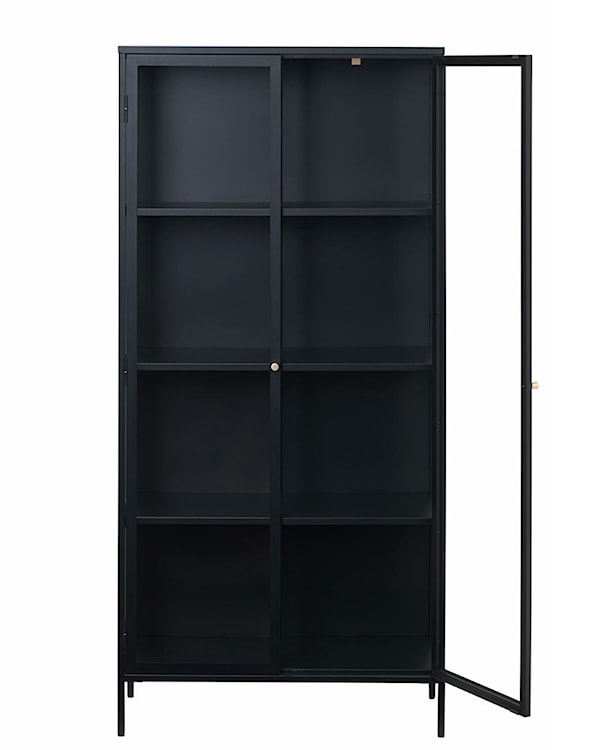 Wysoka witryna metalowa Zeins dwudrzwiowa 190 cm czarna  - zdjęcie 4