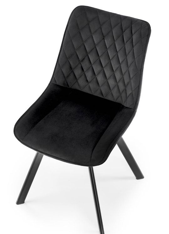 Krzesło tapicerowane Chanen z ozdobnym pikowaniem czarne  - zdjęcie 4
