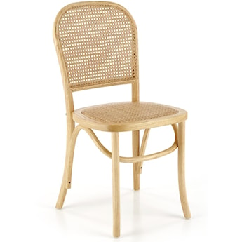 Krzesło drewniane Burgest z naturalnym rattanem