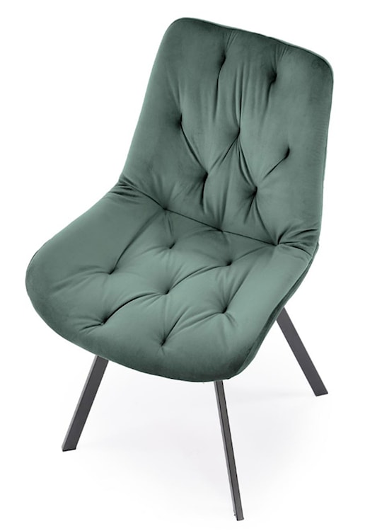 Krzesło tapicerowane Omnially z ozdobnym pikowaniem zielone  - zdjęcie 2