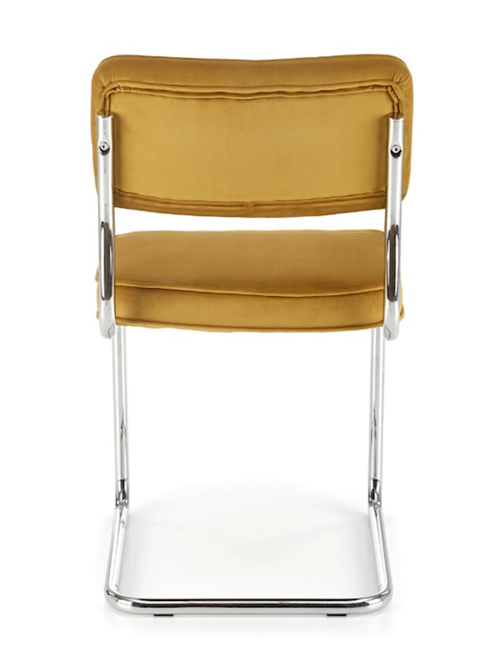 Krzesło metalowe Rerotters  z tapicerowanym siedziskiem oraz oparciem musztardowe  - zdjęcie 4