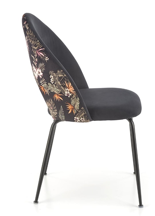 Krzesło tapicerowane Lumble czarne z kwiatowym motywem  - zdjęcie 5
