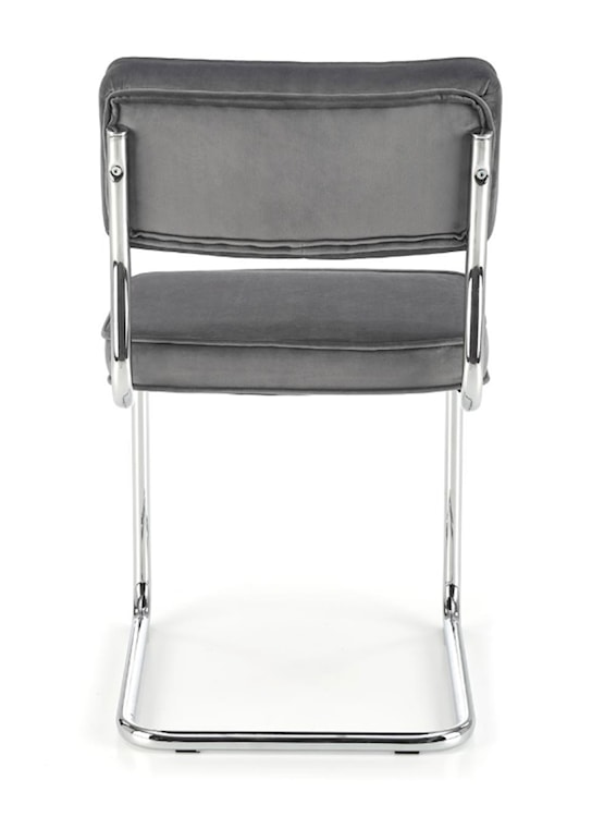 Krzesło metalowe Rerotters  z tapicerowanym siedziskiem oraz oparciem popielate  - zdjęcie 3