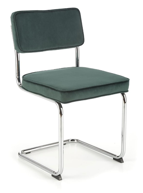 Krzesło metalowe Rerotters  z tapicerowanym siedziskiem oraz oparciem zielone