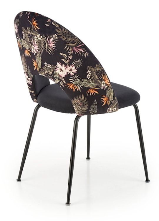 Krzesło tapicerowane Lumble czarne z kwiatowym motywem  - zdjęcie 4