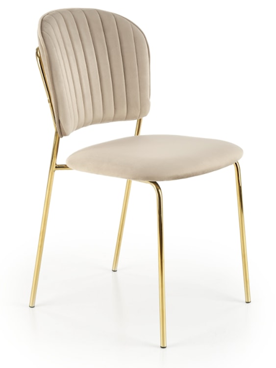 Krzesło tapicerowane Revisant beżowy velvet na złotej podstawie 