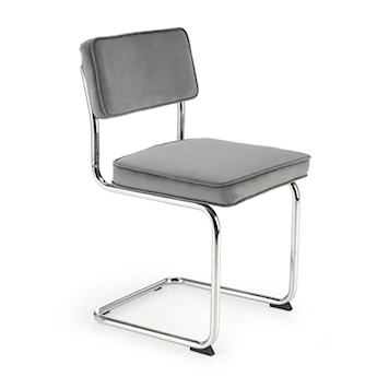 Krzesło metalowe Rerotters  z tapicerowanym siedziskiem oraz oparciem popielate